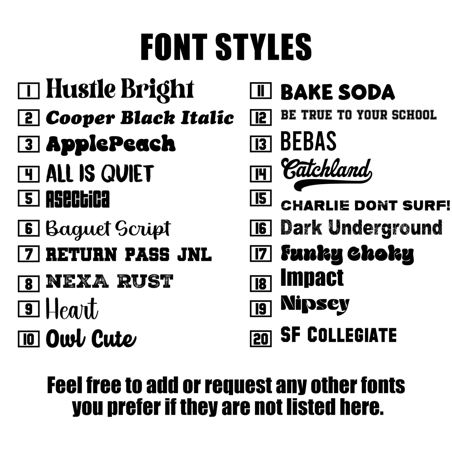 the font styles for font styles