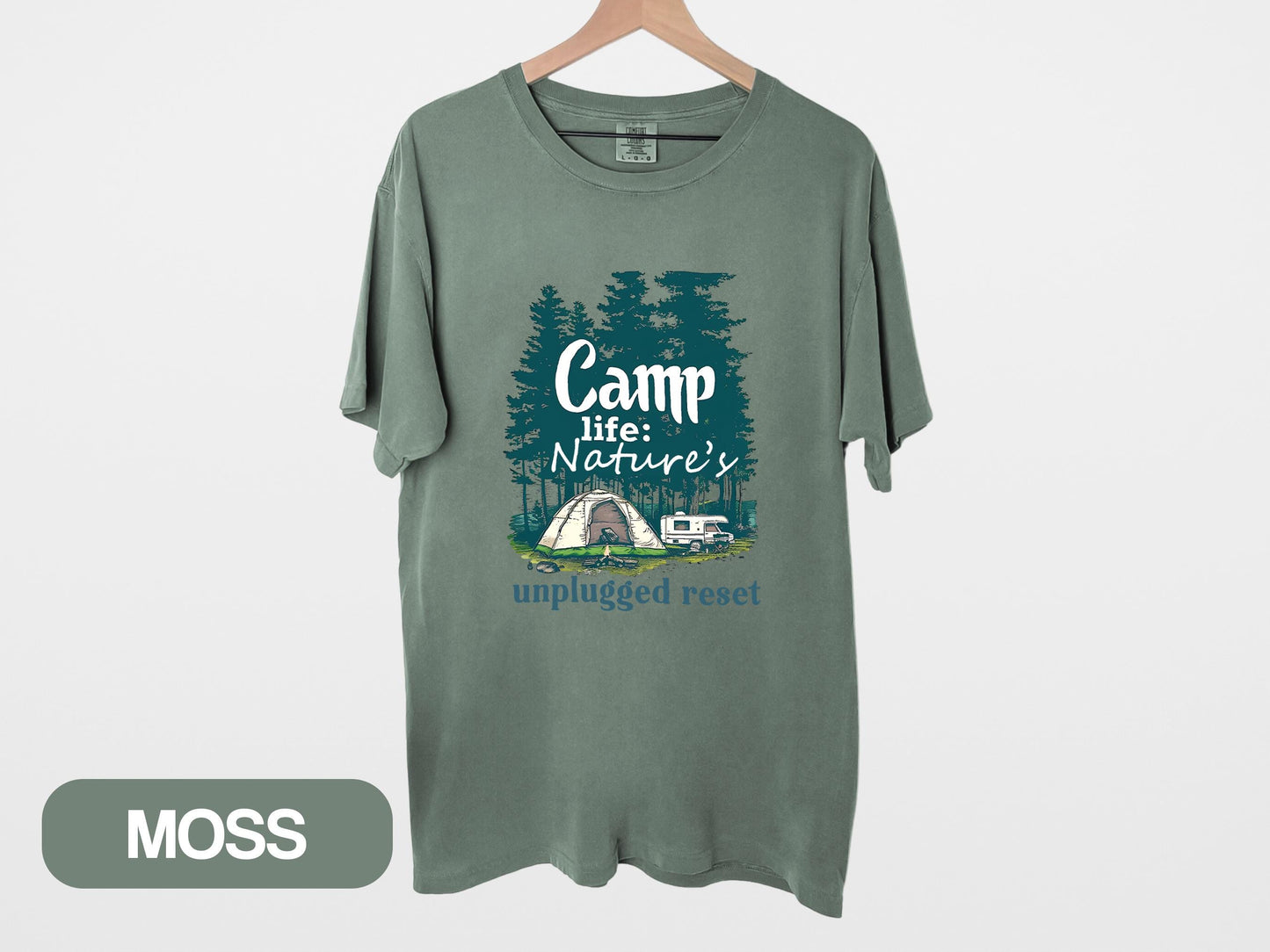 a t - shirt with a camp site on it