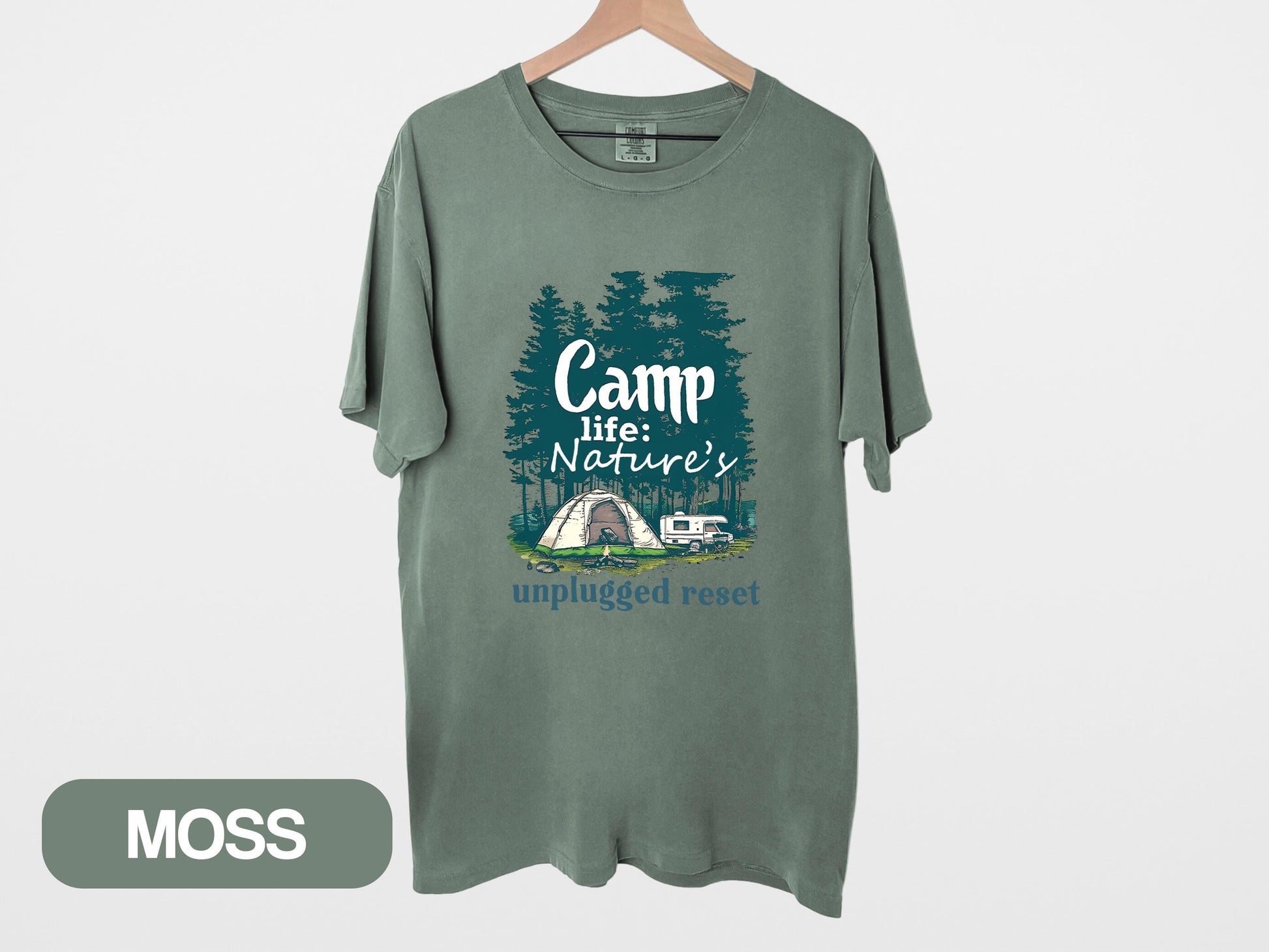 a t - shirt with a camp site on it