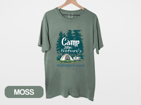a t - shirt with a camp site on it