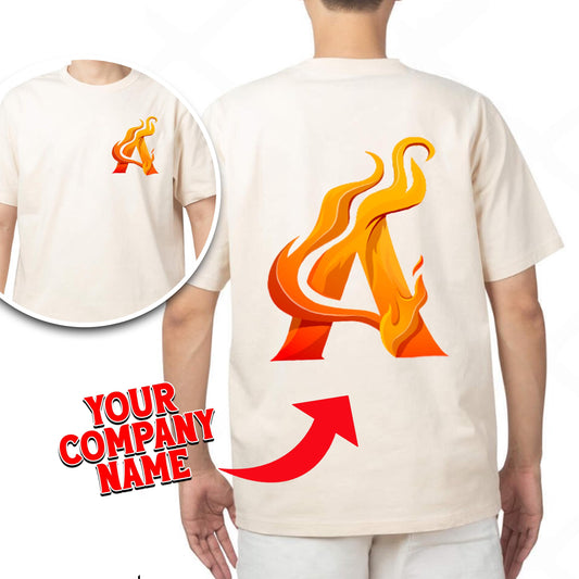 a young man wearing a white t - shirt with a red arrow on it