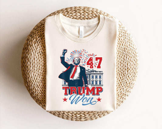 a white t - shirt with the image of a man in a suit and tie