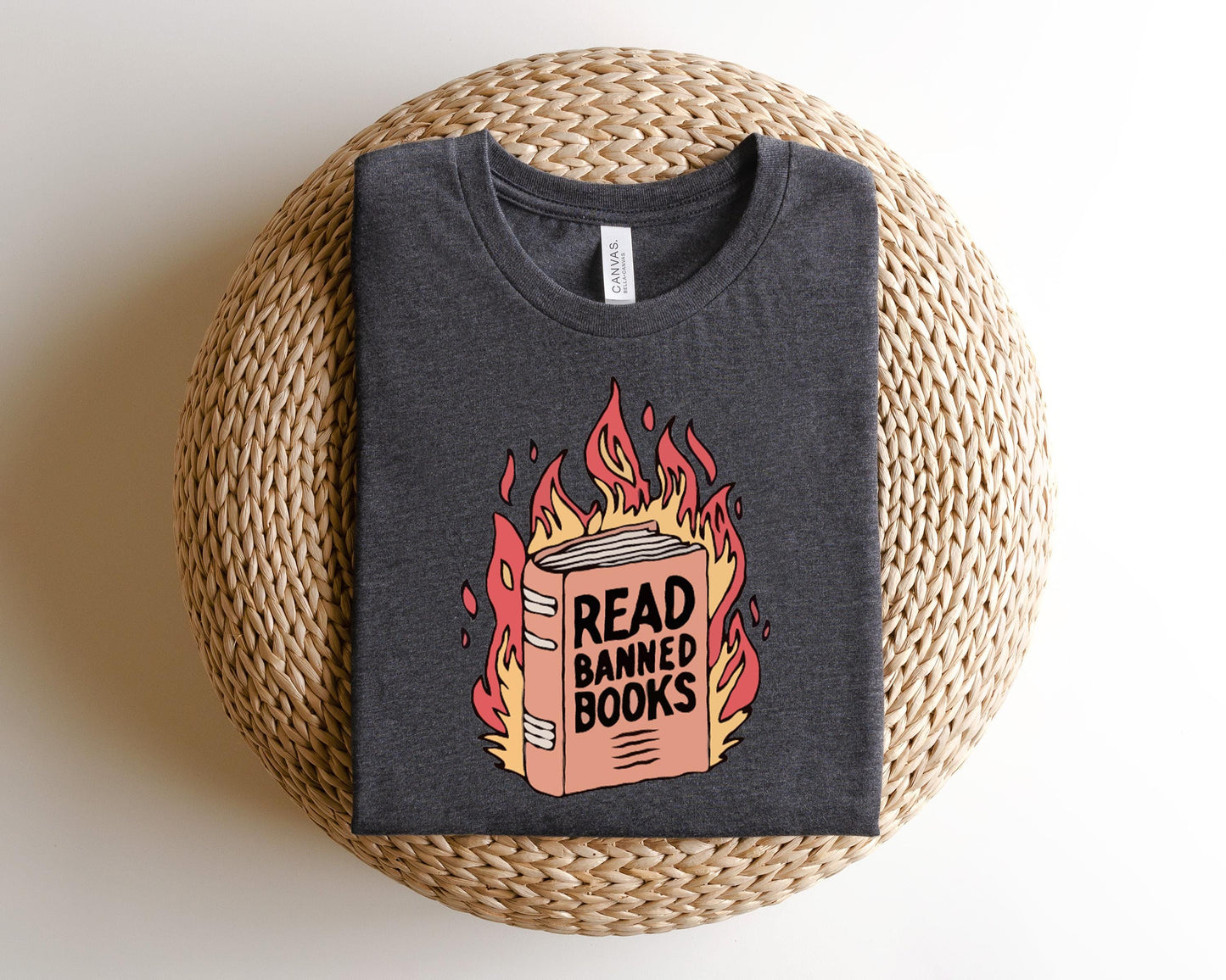 a t - shirt that reads read bang books on fire